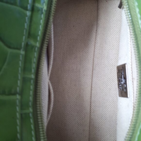 Made in Italy Handbag Straw Woven & Green Crocodile Leather - Picture 8 of 9